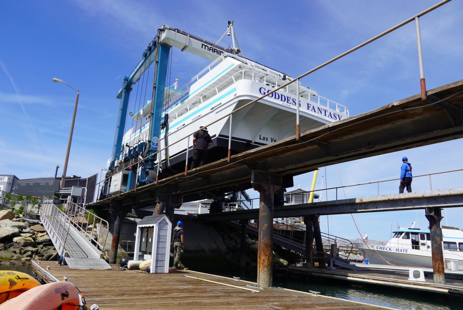 Vessel being lifted from water